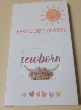 Newborn Baby Closet Divider - Pink Floral Highland Cow